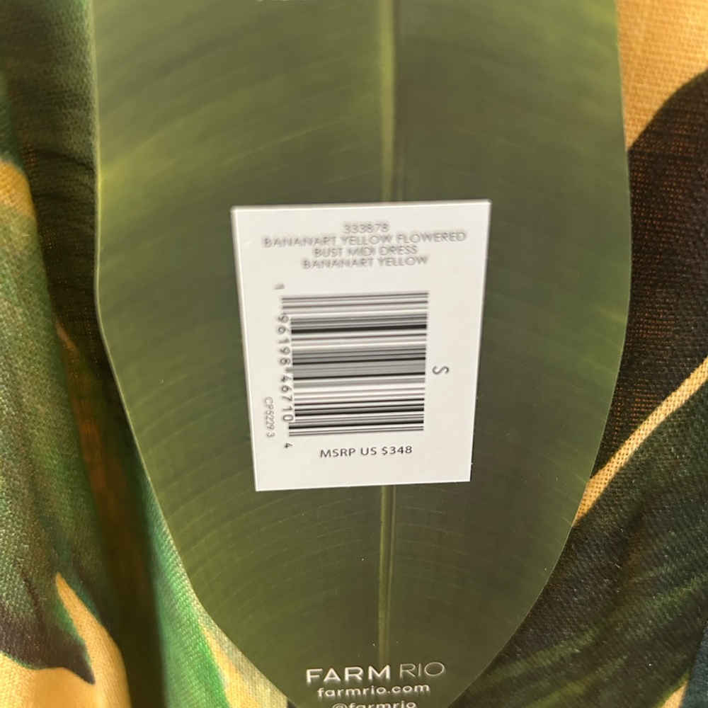 FARM Rio Tropical Yellow and Green Midi Dress NWT - Picture 4 of 7